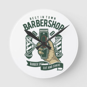 Best Barbershop  Logo Ronde Klok