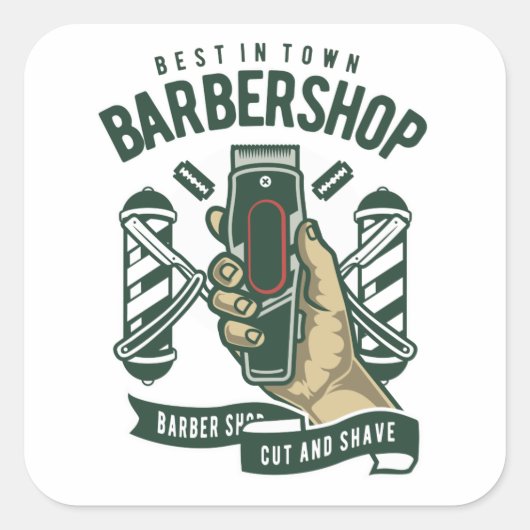 Best Barbershop  Logo Vierkante Sticker (Voorkant)