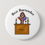 Best Bartender Button - Vrouw Bartender (Voorkant)