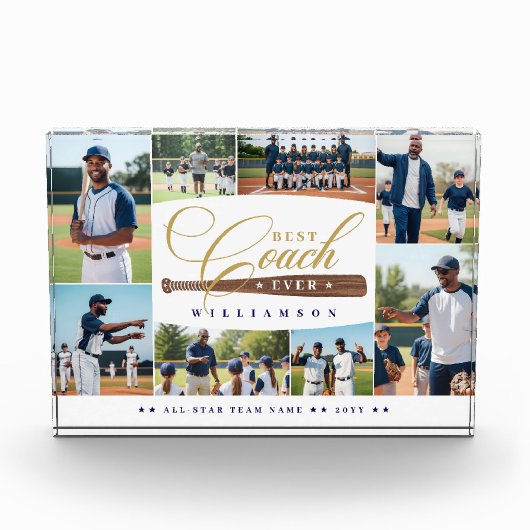 Best Baseball Coach Ever Team Sports Photo Collage Fotoblokken (Voorkant)