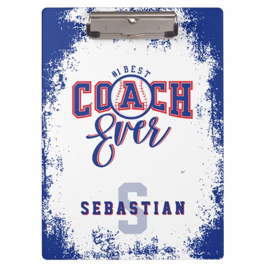 Best Baseball Coach Personalized Name & Monogram Klembord (Voorkant)