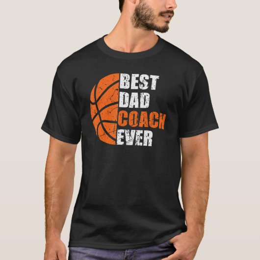 Best Basketball Dad Coach Ever Fathers Day Retro B T-shirt (Voorkant)