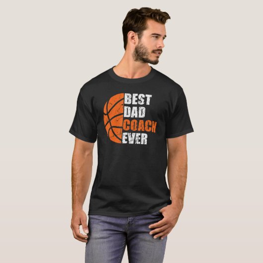 Best Basketball Dad Coach Ever Fathers Day Retro B T-shirt (Voorkant volledig)
