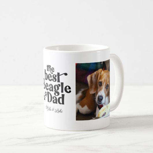 Best Beagle Dad 2 Photo Template Coffee Mok (Voorkant rechts)