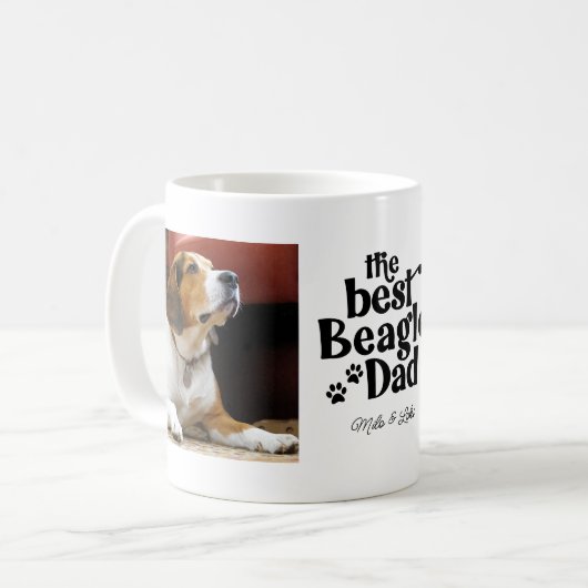Best Beagle Dad 2 Photo Template Coffee Mok (Voorkant links)