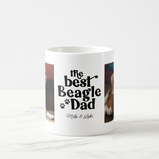 Best Beagle Dad 2 Photo Template Coffee Mok (Center)