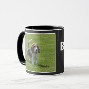 Best Beagle Dog Dad and Proud Photo Black Coffee Mok