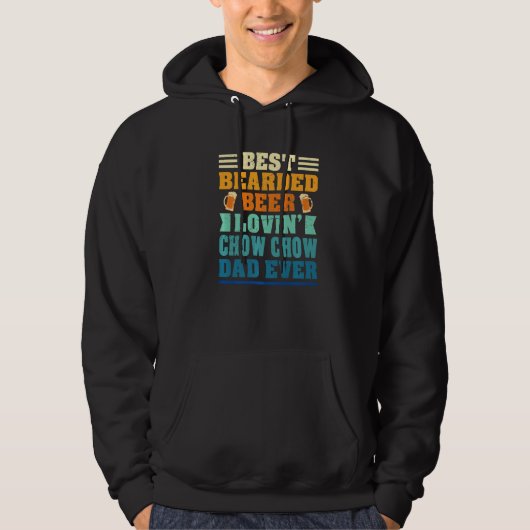 Best Bearded Beer Lovin' Chow Chow Dad Funny Dog L Hoodie (Voorkant)