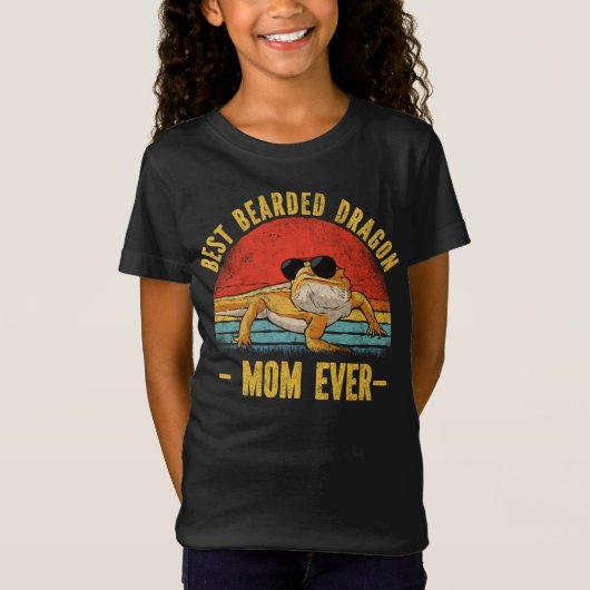 Best Bearded Dragon Mom Ever Retro Vintage Sunset T-shirt (Voorkant)