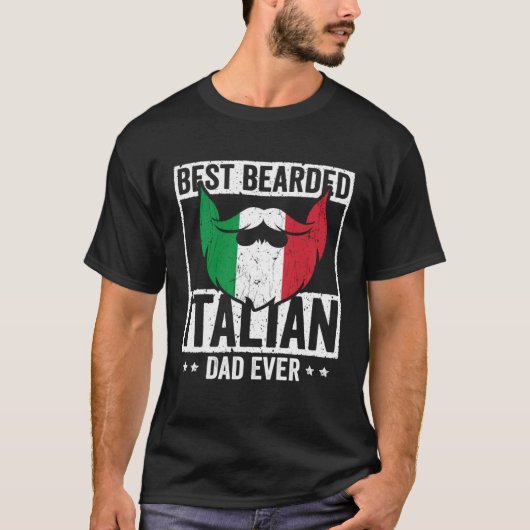 Best Bearded Italian Dad Ever Italian Roots Flag H T-shirt (Voorkant)