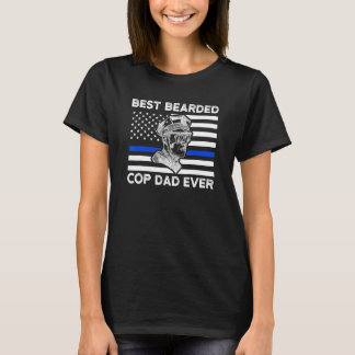 Best Beared Cop Dad Oog Cop Dad American Flag T-shirt