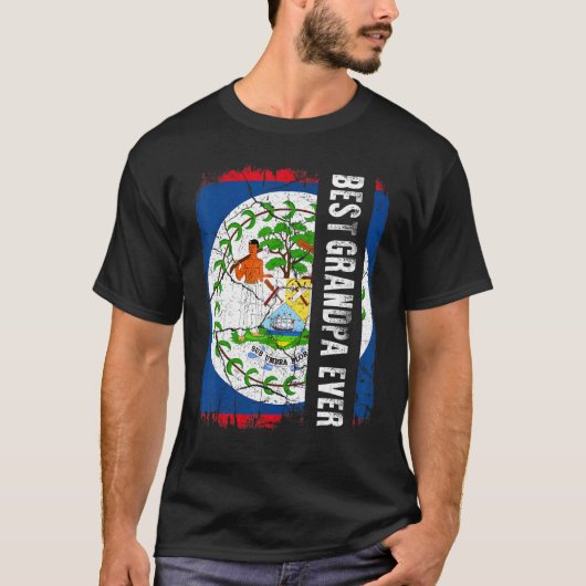 Best Belizean Grandpa Ever Belize Flag Father's Da T-shirt (Voorkant)