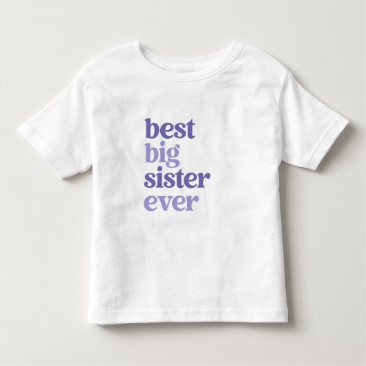 Best Big Sister Ever White met Paars tekstmeisje Kinder Shirts (Voorkant)