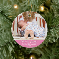Best Big Sister New Baby, aangepast kerstfoto
