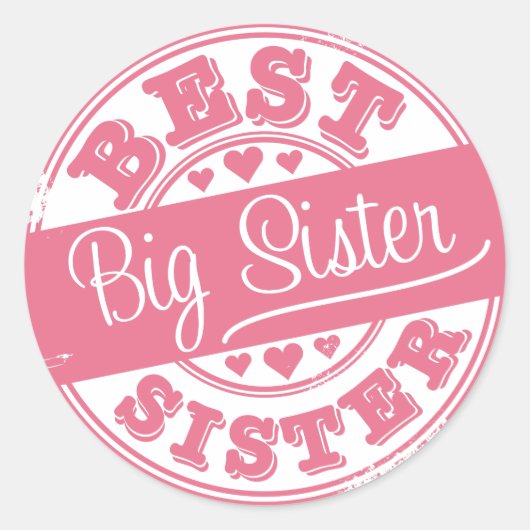Best Big Sister -rubberstempel Ronde Sticker (Voorkant)