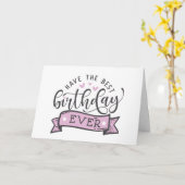 Best Birthday Ever Pink Birthday Kaart (Gele Bloem)