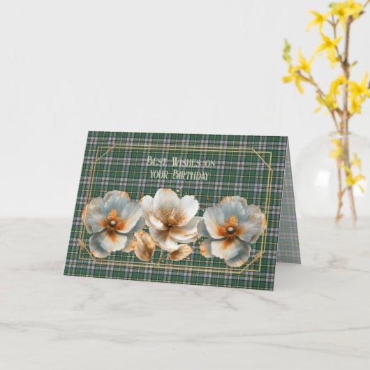 Best Birthday Wishes Cape Breton Island Tartan Kaart (Gele Bloem)