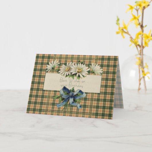 Best Birthday Wishes Saskatchewan Province Tartan Kaart (Gele Bloem)