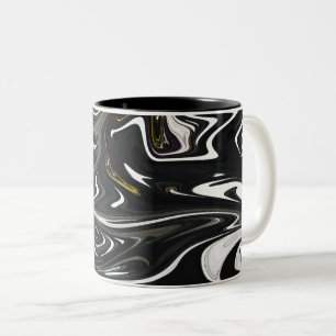 Best black and white abstract art, abstract paint tweekleurige koffiemok