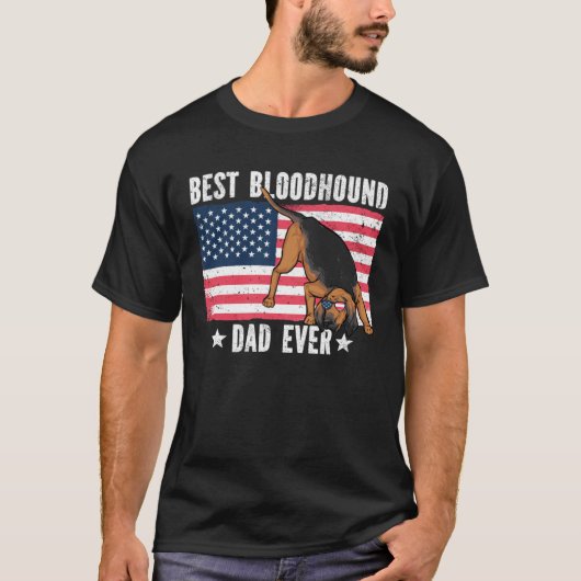 Best Bloodhound Dad Ever American Flag T-shirt (Voorkant)