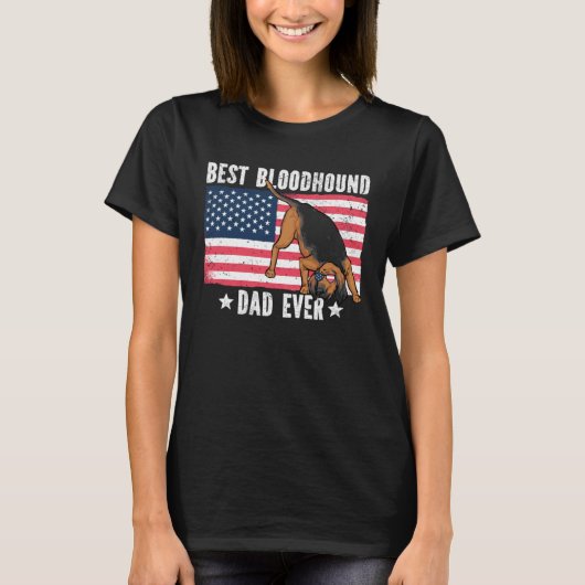 Best Bloodhound Dad Ever American Flag T-shirt (Voorkant)