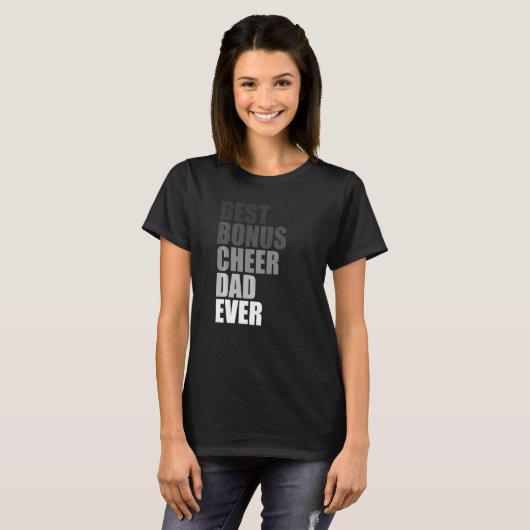 Best Bonus Cheer Dad Ever Cheerleading Stepdad Jok T-shirt (Voorkant volledig)