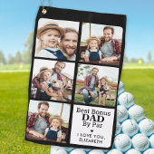 Best BONUS DAD by Par Personated 5 Photo Collage Golfhanddoek