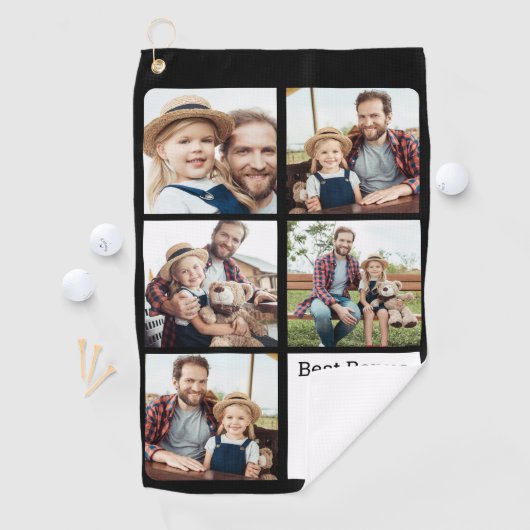Best BONUS DAD by Par Personated 5 Photo Collage Golfhanddoek (Insitu)