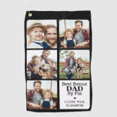 Best BONUS DAD by Par Personated 5 Photo Collage Golfhanddoek (Voorkant)