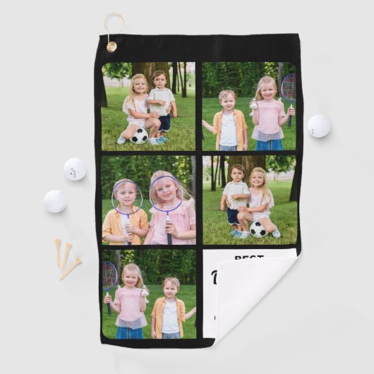 Best BONUS DAD Ever Golfer Custom 5 Photo Collage Golfhanddoek (Insitu)