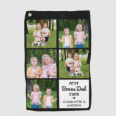 Best BONUS DAD Ever Golfer Custom 5 Photo Collage Golfhanddoek (Voorkant)
