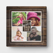 Best Bonus Dad Oog 4 Photo Collage Rustic Wood Fotoplaat (Voorkant)