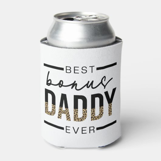 Best Bonus Dad Oover leopard Typography Blikjeskoeler (Blikje Voorkant)