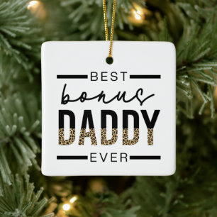 Best Bonus Dad Oover leopard Typography Keramisch Ornament