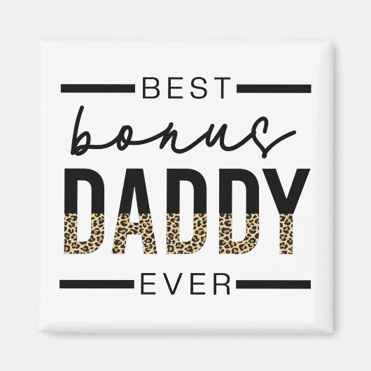 Best Bonus Dad Oover leopard Typography Magneet (Voorkant)