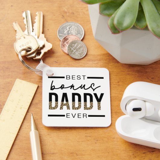 Best Bonus Dad Oover leopard Typography Sleutelhanger (Bureau)