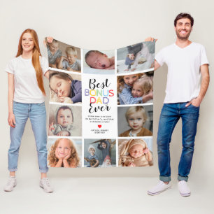 Best Bonus Dad Stepfather Photo Fleece Blanket Deken
