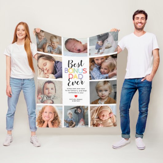 Best Bonus Dad Stepfather Photo Fleece Blanket Deken (In situ)