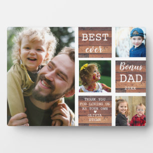Best Bonus Dad Vaderdag Wood 4 Photo Collage Fotoplaat