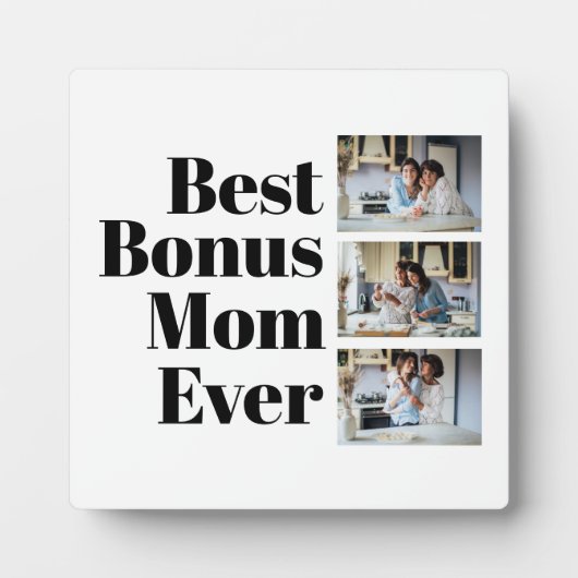 Best Bonus Mam Ever Moederdag 3 Foto Collage Fotoplaat (Voorkant)