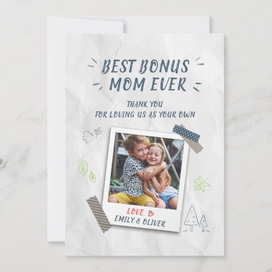 Best Bonus mam Moederdag Stepmam Custom Foto Feestdagenkaart (Voorkant)