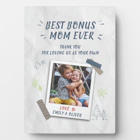 Best Bonus mam Moederdag Stepmam Custom Foto Fotoplaat (voorkant)