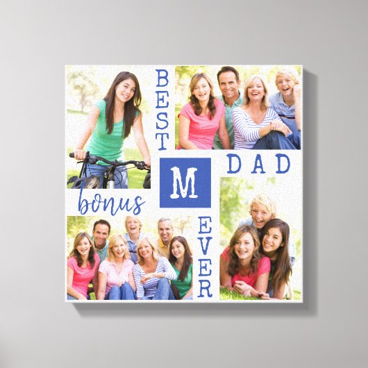 Best Bonus Pap Ever Blue 4 Photo Collage Canvas Afdruk (Voorkant)