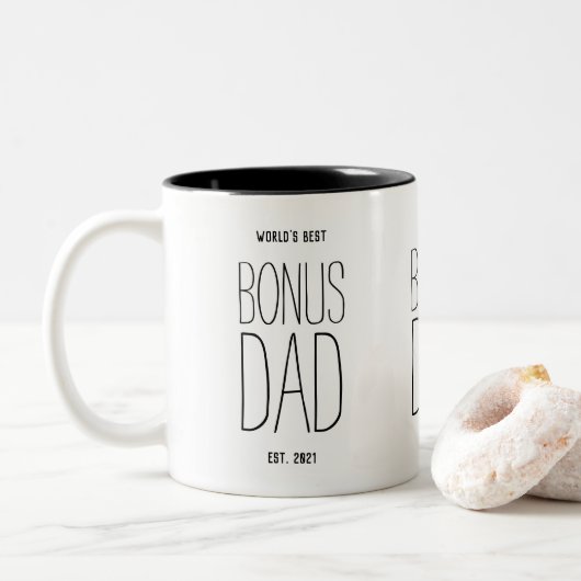 Best Bonus Pap Text Tweekleurige Koffiemok (Met donut)