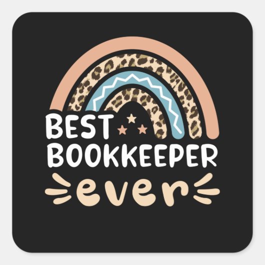 Best Bookkeeper ever Leopard Rainbow Gift Mom Vierkante Sticker (Voorkant)