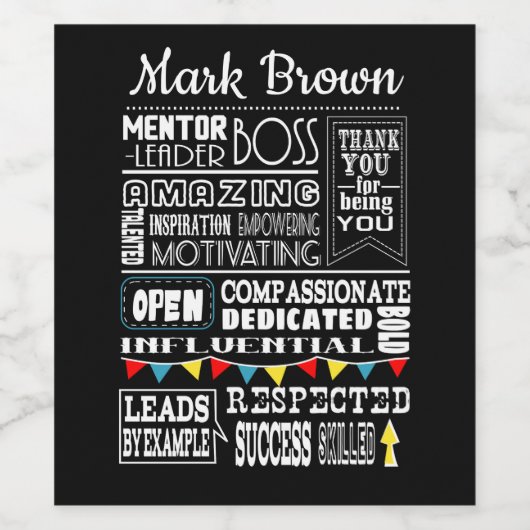 Best Boss Appreciation Gift Wine Label Custom Wijn Etiket (Enkel label)