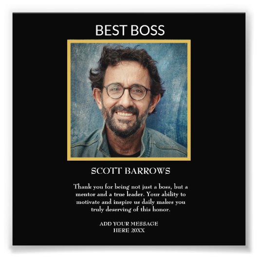 Best Boss award met foto Afdruk (Voorkant)
