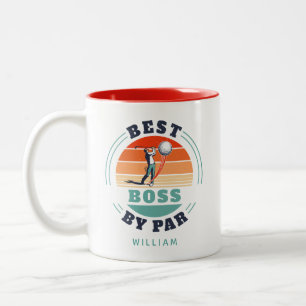 Best Boss by Par Custom Retro Golf Lover Employer Tweekleurige Koffiemok