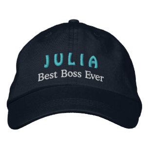 Best Boss Custom Name NAVY BLUE Geborduurde Pet