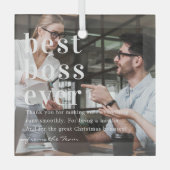 Best Boss Ever | Citaat- en fotocadeau Glas Ornament (Voorkant)